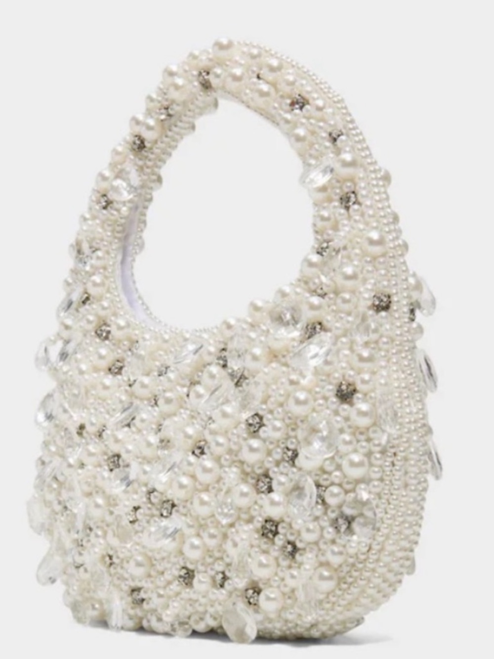 ALDO White Beaded Pearl & Crystal Mini Bag